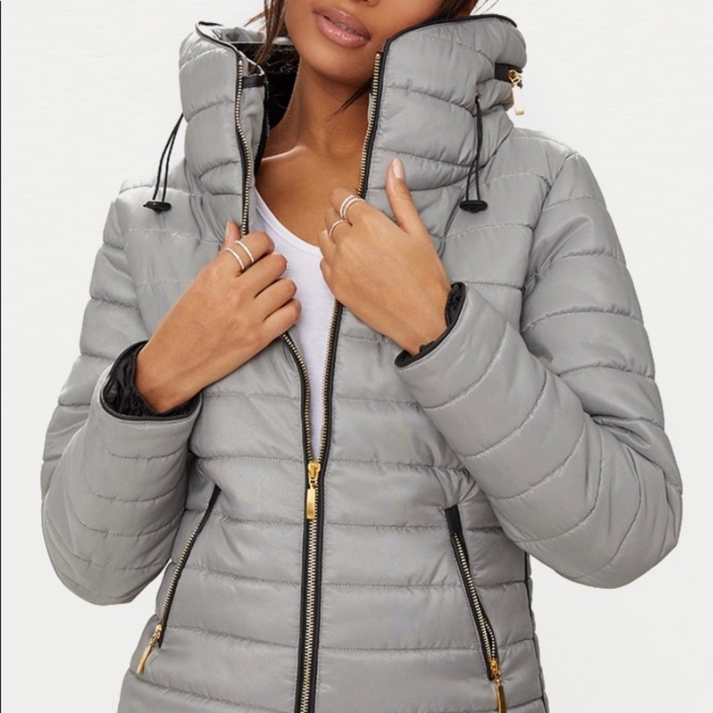 PrettyLittleThing Grey Puffer Jacket